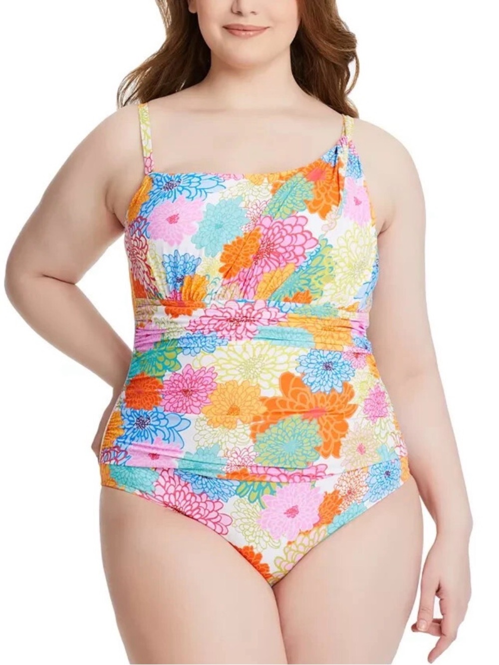 NWT Bleu by Rod Beattie Fresh Picks Twist Shoulder 1-Pc Swimsuit 16W MSRP $145